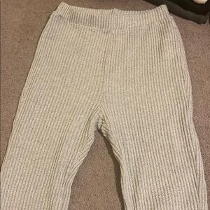 Cozy Gray Ribbed Flare Pants